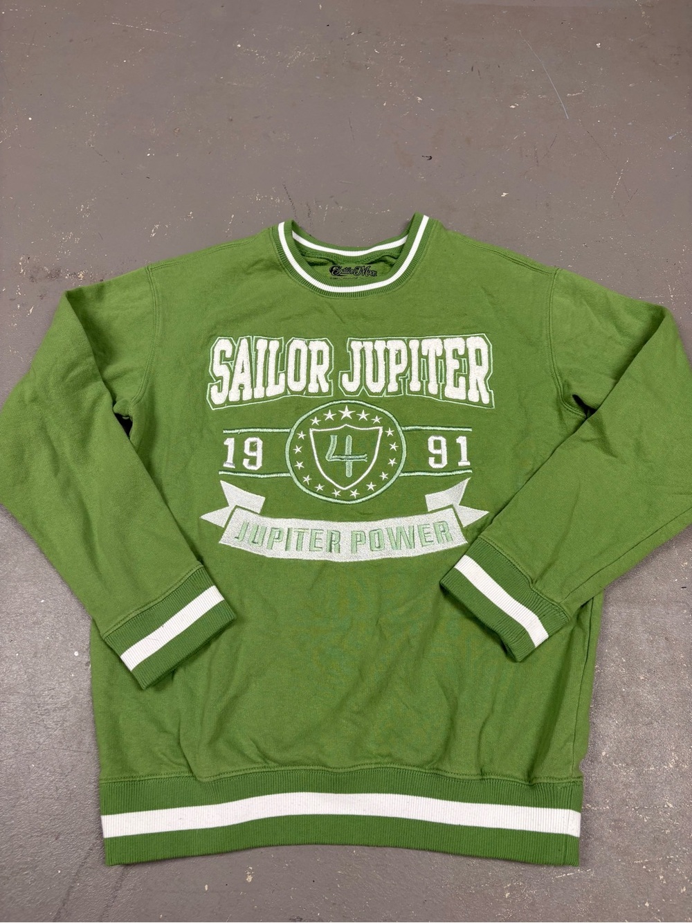 Pretty Guardian Sailor Moon Jupiter Varsity Green Sweatshirt Womens Small